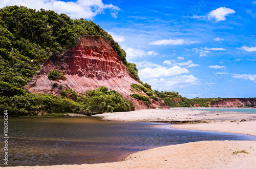 Lake with cliff and sky photo