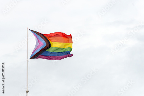 A vibrant display of the rainbow flag, symbolizing LGBTQ+ pride, diversity, and inclusion. The flag celebrates love, equality, and the ongoing fight for human rights, uniting people across the globe.
