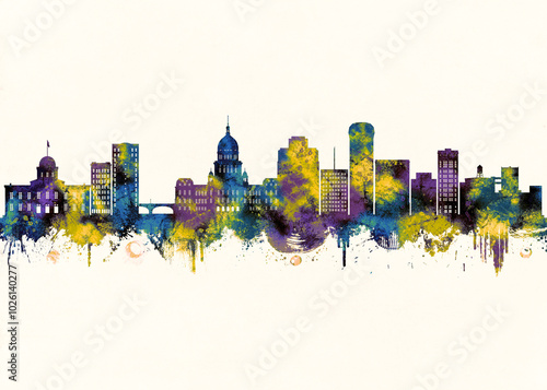 Springfield City Skyline. Cityscape Skyscraper Buildings Landscape City Downtown Abstract Landmarks Travel Background Modern Art Architecture Business View Building Corporate photo