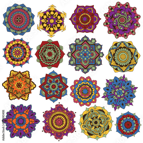 16 bright ornate ornamental circles for decorating