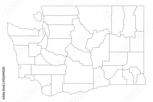 Washington State Outline with County Boundaries