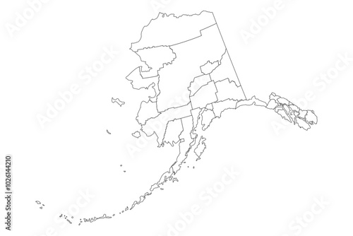Alaska State Outline with Borough Boundaries