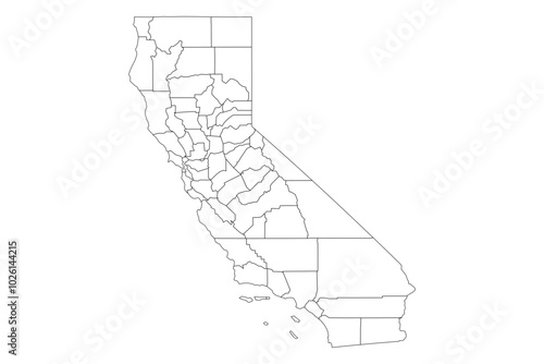 California State Outline with County Boundaries