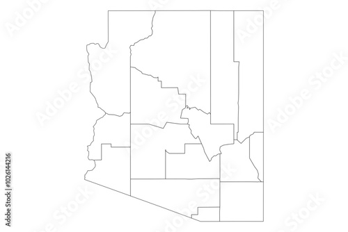 Arizona State Outline with County Boundaries