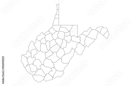 West Virginia State Outline with County Boundaries