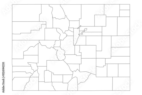 Colorado State Outline with County Boundaries