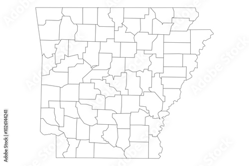 Arkansas State Outline with County Boundaries