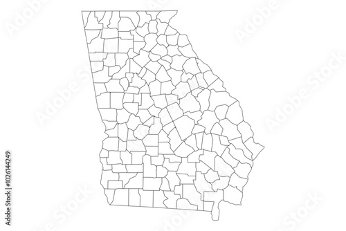 Georgia State Outline with County Boundaries