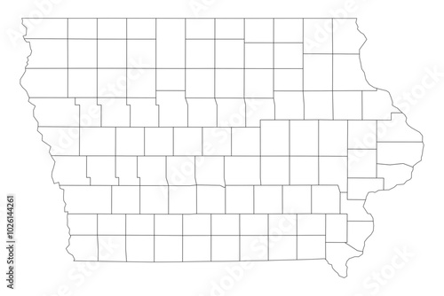 Iowa State Outline with County Boundaries