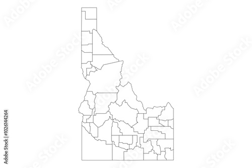 Idaho State Outline with County Boundaries