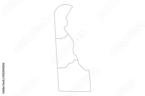 Delaware State Outline with County Boundaries