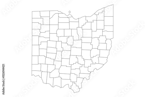 Ohio State Outline with County Boundaries