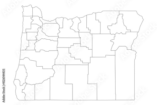 Oregon State Outline with County Boundaries