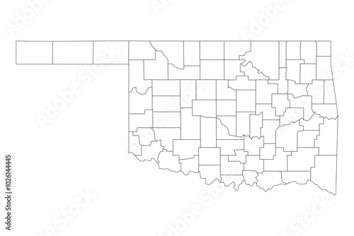 Oklahoma State Outline with County Boundaries