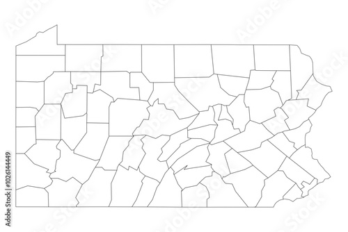 Pennsylvania State Outline with County Boundaries