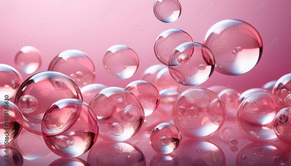 Pink and white soap bubbles floating in the air, abstract background Pink and white soap bubbles floating in the air, abstract background