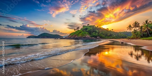 Stunning Gokarna Beach Silhouette at Sunrise - Serene Morning Sky in Karnataka, India