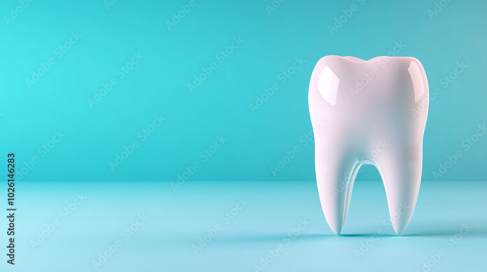 A smooth and polished 3D molar tooth standing alone on a light pastel lavender-blue background, showcasing the toothâs realistic contours and structure, evoking a sense of oral car A smooth and polished 3D molar tooth standing alone on a light pastel lavender-blue background, showcasing the toothâs realistic contours and structure, evoking a sense of oral car