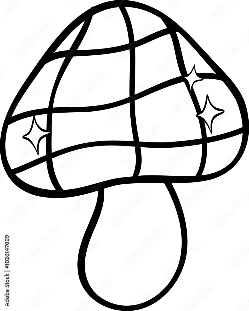 Naklejka premium Christmas outline mushroom doodle