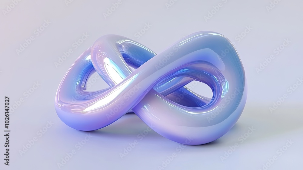 A 3D rendering of a iridescent infinity symbol. A 3D rendering of a iridescent infinity symbol.