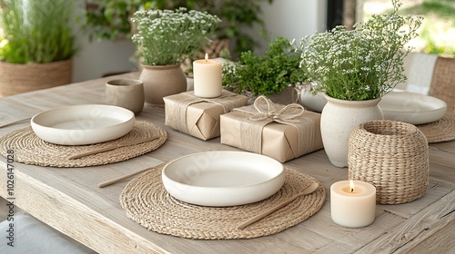 Elegant Dining Table Decorated for Christmas Celebration