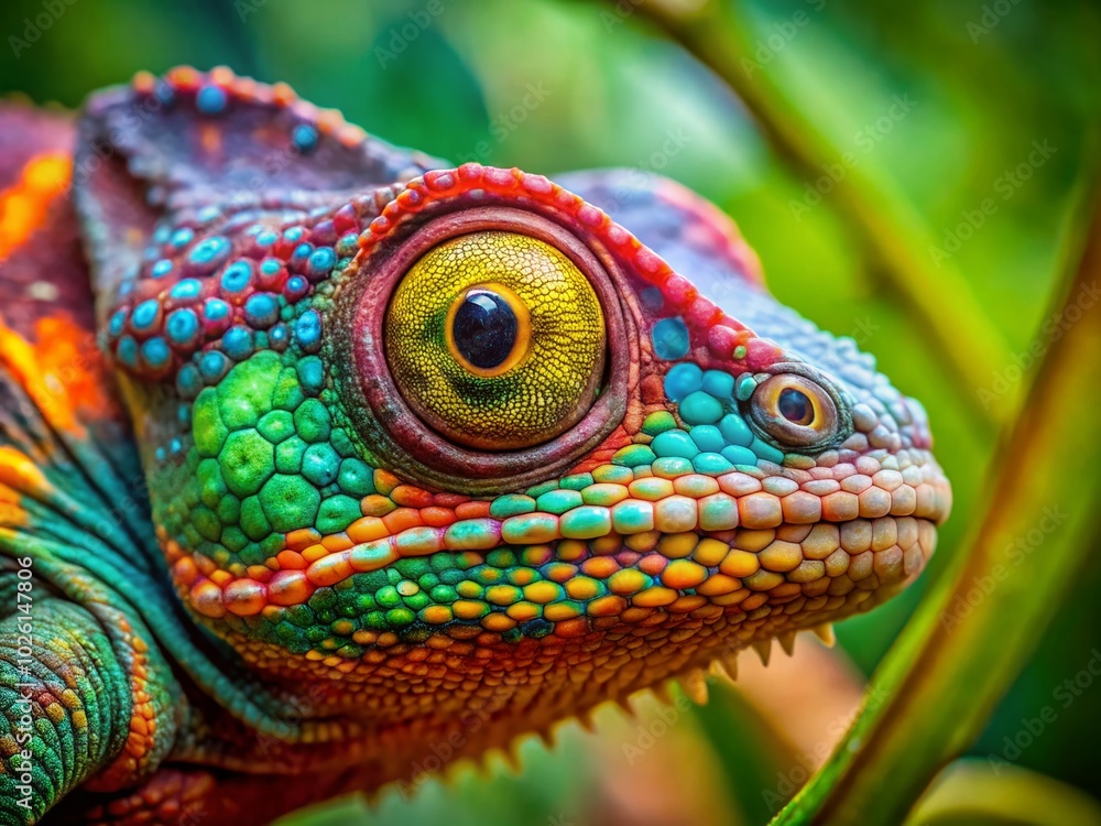Stunning Macro Photography of a Colorful Chameleon Camouflaging in Nature's Palette Stunning Macro Photography of a Colorful Chameleon Camouflaging in Nature's Palette