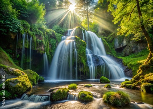 Stunning Macro Photography of Wasserfall Nohnenberger Mühle in Eifel Under Bright Sunshine