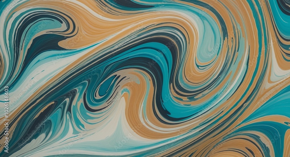 Fototapeta premium Vibrant Swirling Abstract with BurlyWood, Cyan, Aquamarine, and Gold