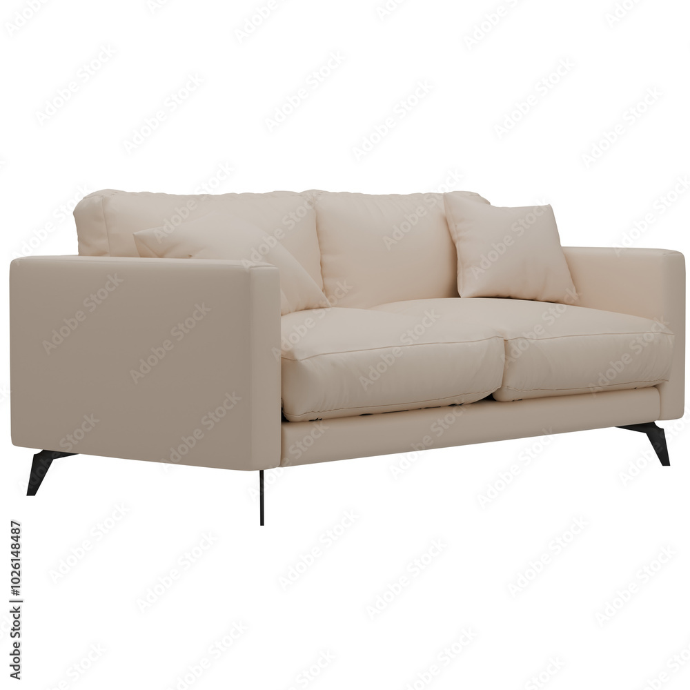 Fototapeta premium 3d render beige sofa home decor with transparent background