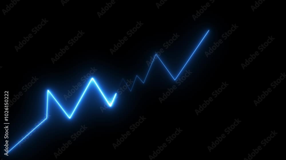 Neon glowing arrow up business graph icon animation .Neon business chart growth concept black background . 4k video . Neon glowing arrow up business graph icon animation .Neon business chart growth concept black background . 4k video .