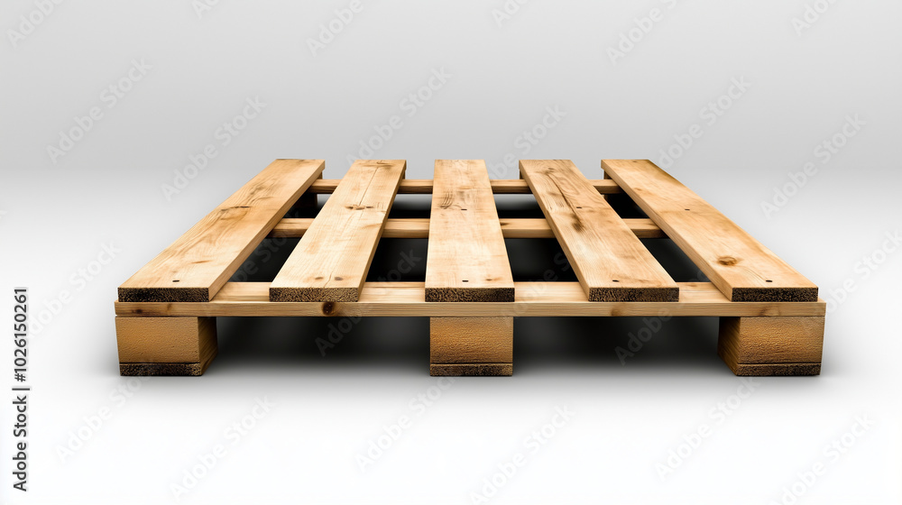 A high-resolution image of a well-maintained wooden pallet, centered on a white background, showcasing the precision and balance in its construction. A high-resolution image of a well-maintained wooden pallet, centered on a white background, showcasing the precision and balance in its construction.