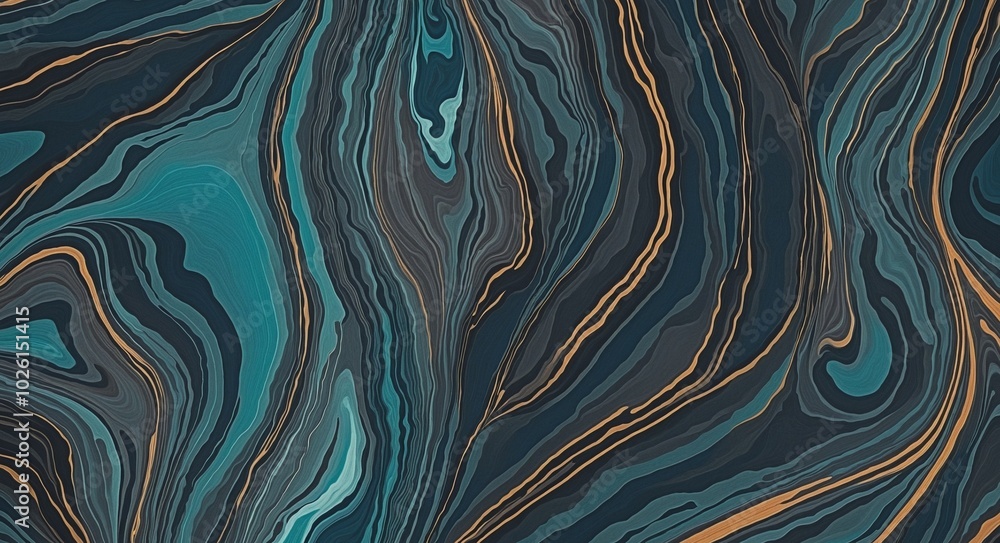 Fototapeta premium Bold Abstract Pattern with MidnightBlue, Cyan, and SaddleBrown Organic Shapes