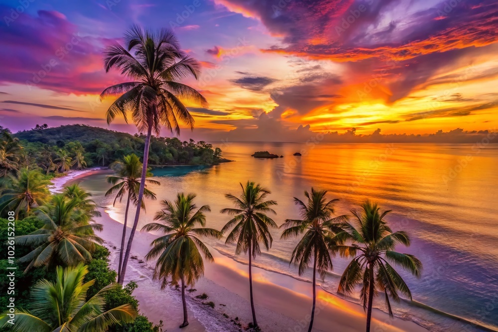Stunning Silhouette of Ao Wai Beach at Sunset, Ko Samet - Tropical Paradise Photography Stunning Silhouette of Ao Wai Beach at Sunset, Ko Samet - Tropical Paradise Photography