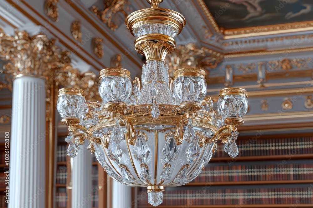 Fototapeta premium Crystal Chandelier in Library