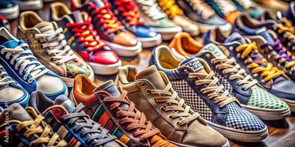 Stylish Sneakers from Above - High Depth of Field Photography for Fashion Enthusiasts