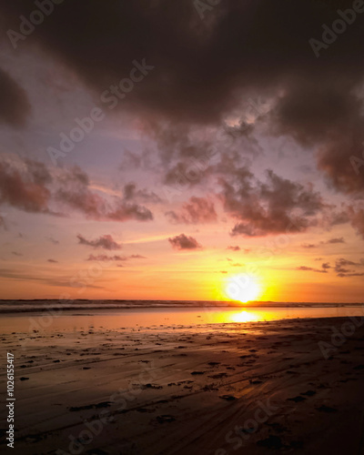 Beautiful sunset at parangtritis beach yogyakarta 
