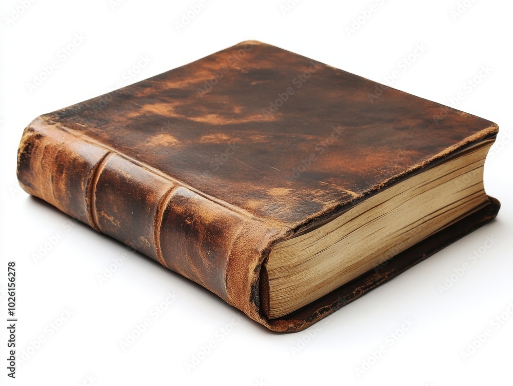 A hardcover notebook with a ribbon bookmark, isolated on white background. A hardcover notebook with a ribbon bookmark, isolated on white background.
