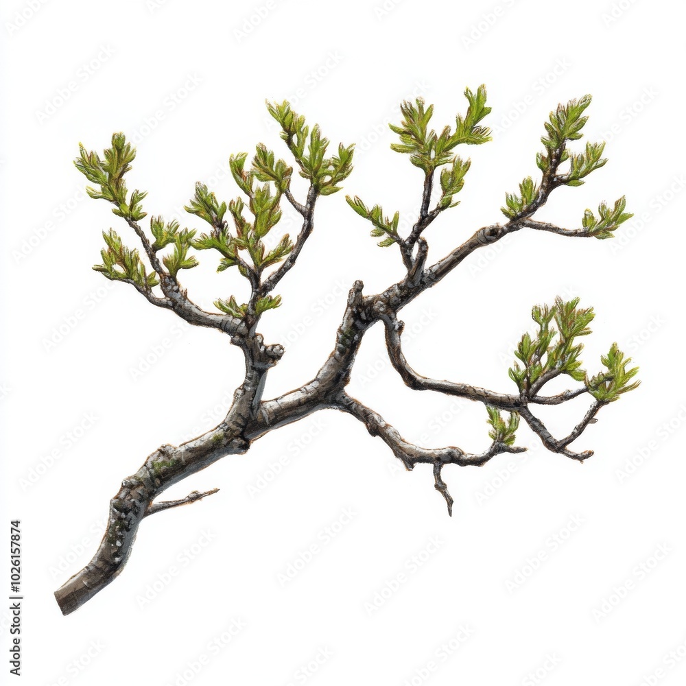 Fototapeta premium painterly Quercus alba branch
