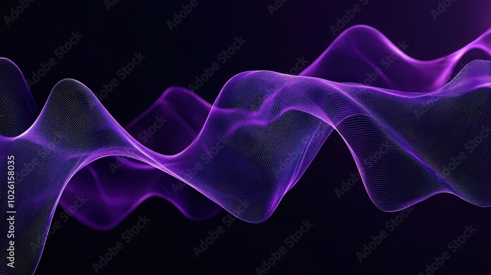 Sophisticated purple sound wave design with smooth lines and rhythmic motion. Ideal for creating modern tech and music visuals Sophisticated purple sound wave design with smooth lines and rhythmic motion. Ideal for creating modern tech and music visuals