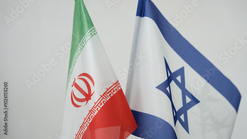 Schilderij op canvas Iran and Israel flag. The conflict between Israel and Iran.