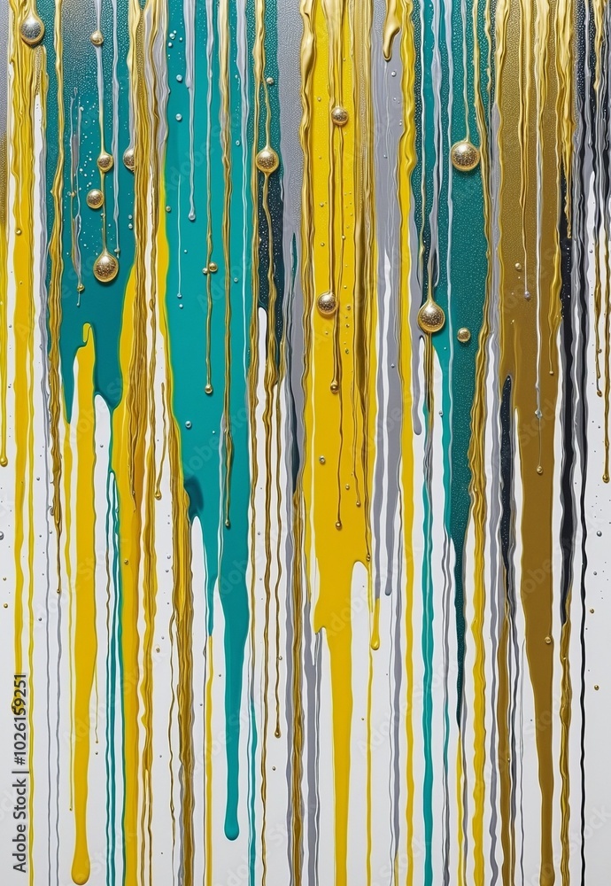 Vibrant Abstract Design with Dripping Shapes and Silver, Cyan, Silver, Gold, Goldenrod, silver, and Metallic Gold Vibrant Abstract Design with Dripping Shapes and Silver, Cyan, Silver, Gold, Goldenrod, silver, and Metallic Gold