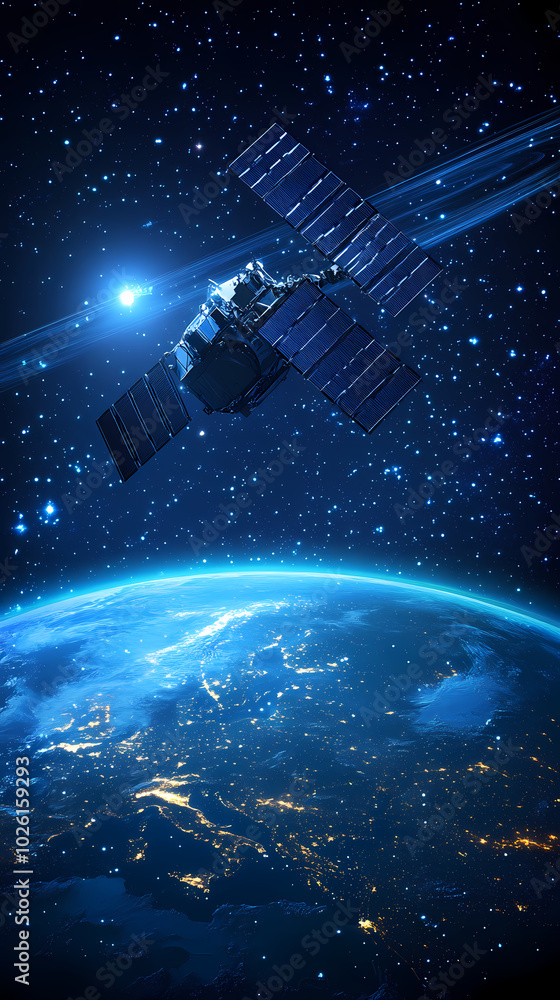 Global satellite internet communications concept vector image