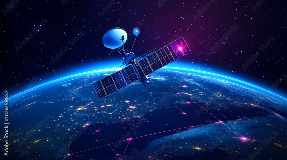 Global satellite internet communications concept vector image Global satellite internet communications concept vector image
