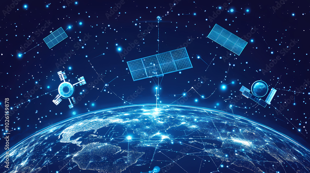 Global satellite internet communications concept vector image Global satellite internet communications concept vector image