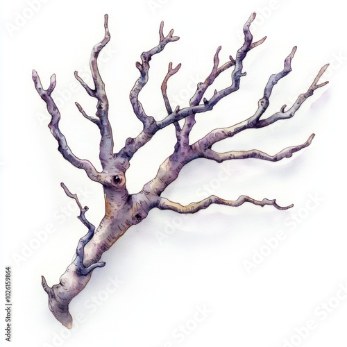 violet scary figner branch resembling outstretched fingers, with thin, slightly twisted twigs spreading outward in various directions photo