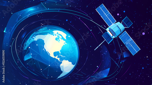 Global satellite internet communications concept vector image