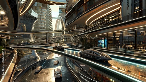 Futuristic urban environment, featuring advanced architecture, and dynamic lighting.