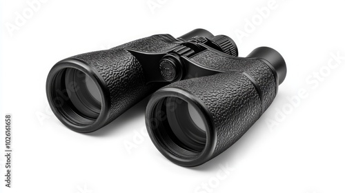 Black binoculars isolated on white background.