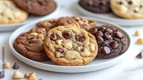 a plate of chocolate chip cookies