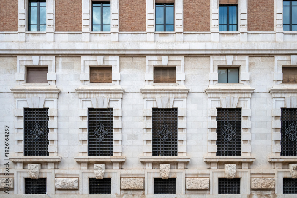 Building facade in the Umbertino district of the city of Bari in Italy Building facade in the Umbertino district of the city of Bari in Italy